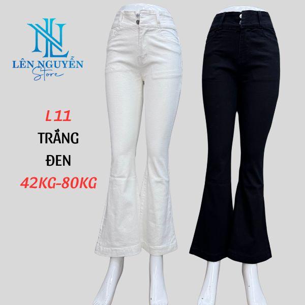  2.L11   Len Nguyen Store   Quần Jean  Bò  Nữ Loe Dài  Lưng Cao 2 Nút Dài 95-98cm Màu Xám Xanh Size 40kg-80kg Thiết Kế Co Giãn Mền Mịn Bigsize Hotgirl Skinny Ống Ôm Mang Phong Cách Năng Động Trẻ Trung Tự Tin Dễ Phối Đồ. Women Pants 