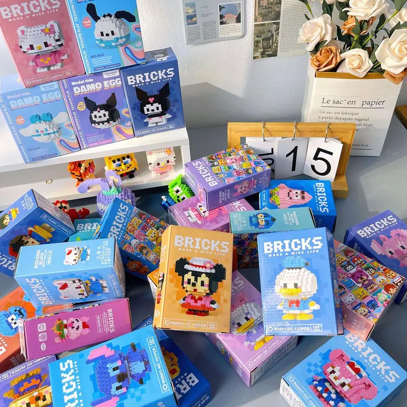 Nano Block Model Edukasi Anak Bricks Mini Karakter Kartun Mainan Balok Building Blocks DIY hadiah mainan peralatan makan kartun pendidikan lucu 5