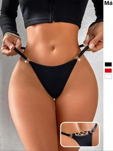 Tanga sexy para mujer con decoración de diamante de imitación en forma de corazón, tela transpirable para novias, diseño de cintura baja para noches románticas, perfecto para una noche de cita