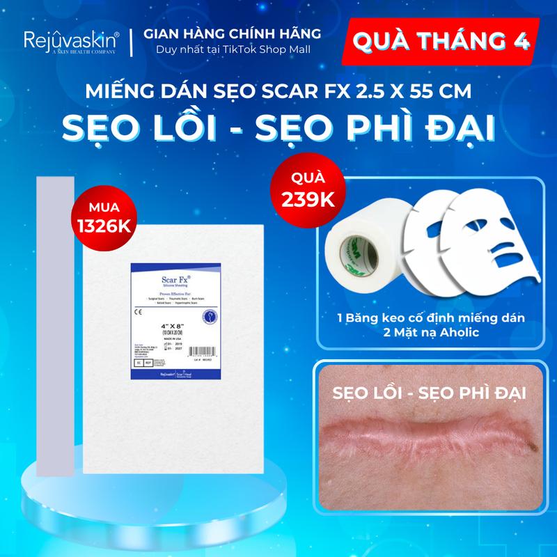Miếng Dán Sẹo Silicone Hỗ Trợ Làm Mờ và Làm Xẹp Sẹo Lồi - Sẹo Phì Đại - Sẹo Phẫu Thuật Rejuvaskin Scar FX 2.5 x 55cm - Dành cho Bụng, Hiệu quả sau 2 tháng skin care