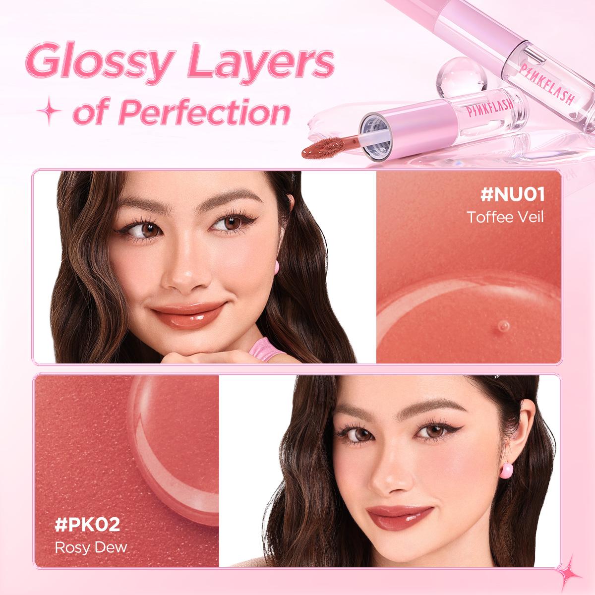 [Pinky]PINKFLASH Stay Fusion Matte & Glossy Lipstick Lasting Transferproof Waterproof Intense Coverage Lightweight Non-sticky 2 IN 1 LIPSTICK L31