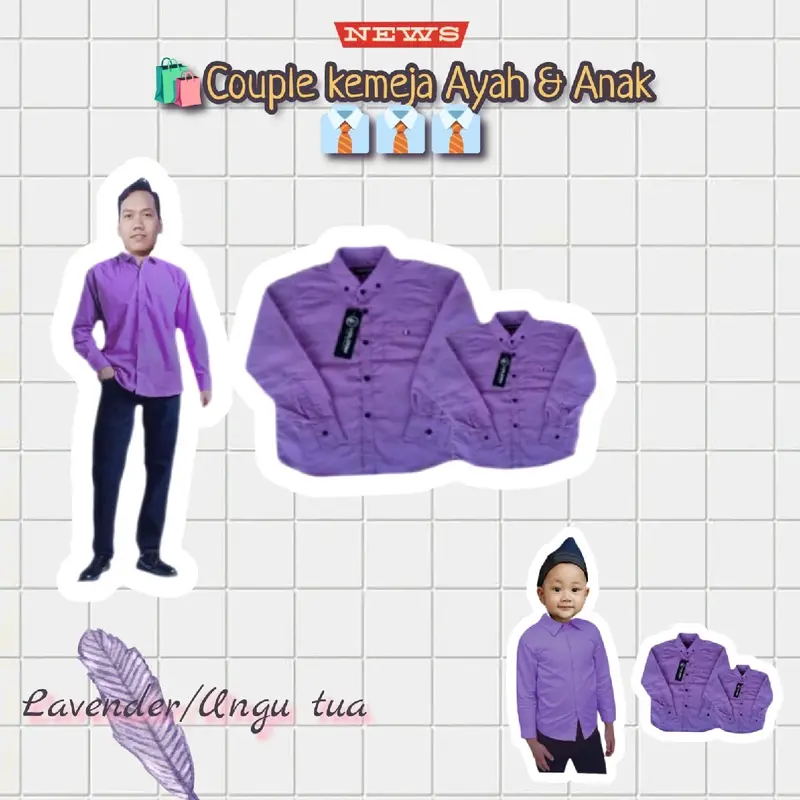 kemeja anak polos lengan panjang warna lavender ungu tua Baju 2