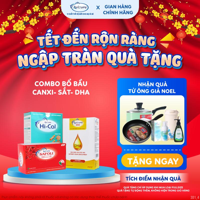  Canxi-Sắt-DHA cho mẹ bầu - Bộ 3 Avisure bổ sung Sắt hữu cơ Canxi nano hydroxyapatite DHA từ Nauy loại 30 viên 
