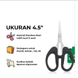 Gunting Kertas Ukuran 4.5 Stainless Steel Serbaguna untuk Plastik Kertas Tali dll Kualitas Terbaik Nyaman Digunakan