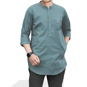 Kurta TRK Rami Baju Koko Pria Muslim Bahan Katun Rami Lengan 3/4 Tanggung Size M L XL XXL XXXL / 27658