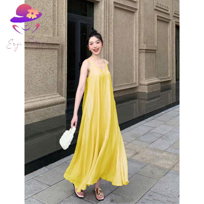Product Introduction of Váy maxi 2 dây tăng đưa điều chỉnh cổ V dáng xòe 4