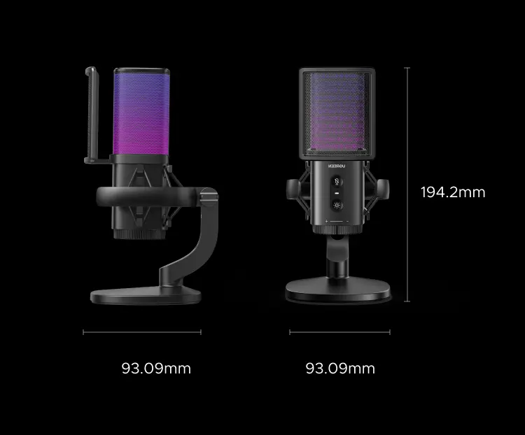 Product Introduction of UGREEN, Micro chuyên nghiệp RGB, Giảm tiếng ồn DSP, Hiệu ứng đèn RGB 96kHz/24-bit, Dành cho Game, Compatible with Windows & MacOS 14