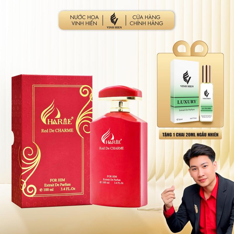 Nước Hoa Charme RED DE CHARME 100ML ( Extrait De Parfum ) - Tặng Kèm 1 Chai 20ml - Cosmetic Xịt Thơm Women - H R V E