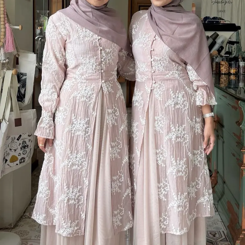 Mauve full bordir