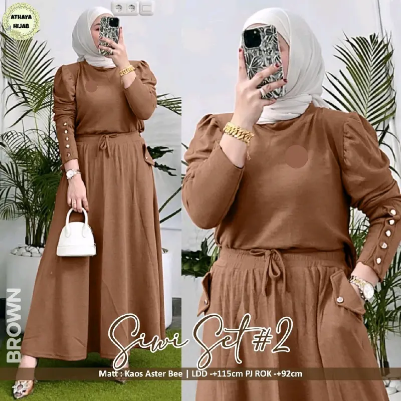 Siwi set bahan kaos premium aksen kancing fariasi Baju Muslim 7