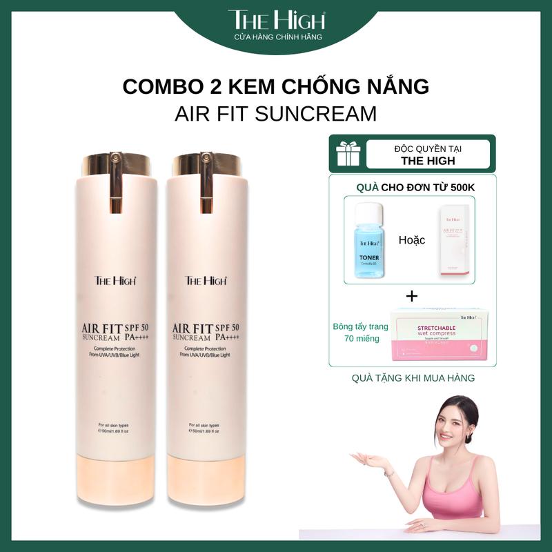  Combo 2 Kem Chống Nắng Nâng Tone Dưỡng Trắng Hàn Quốc AIRFIT SUN CREAM The High 50ml SPF50+ PA++++ Dạng Sữa 50ml 