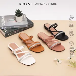 Sandal Wanita Eriya Karet Bungkus Hak 2cm - Kulit Sintetis - Ukuran 36-42 new fashion hitam-9 sandal & sandal jepit