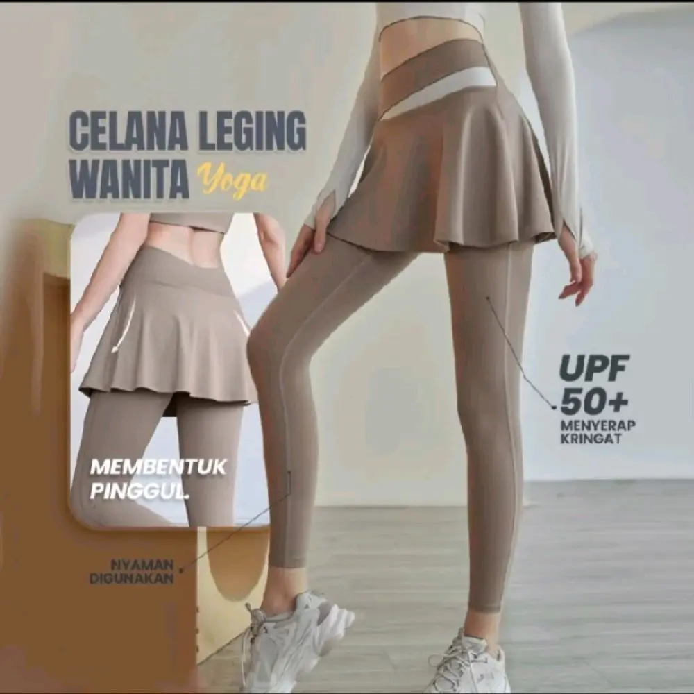 NEW!! Celana Legging Olahraga Wanita Gym Fitness / Legging Rok Celana Yoga Wanita Legging