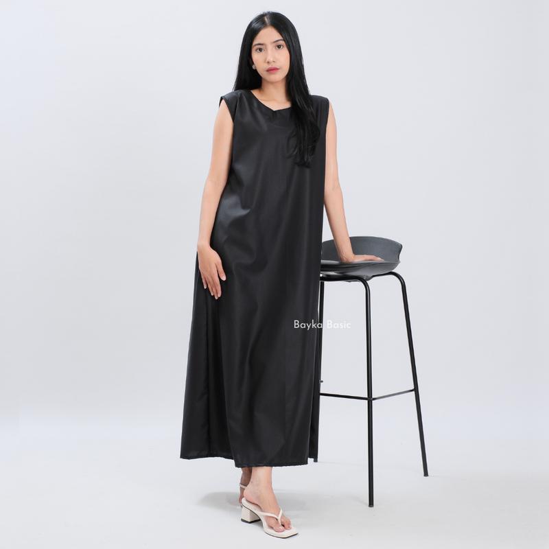 Bayka - Inner Dress Tanpa Lengan / Maxi Sleeveless Dress Polos Wanita / Dalaman Gamis Katun / Manset Kutung Panjang 3