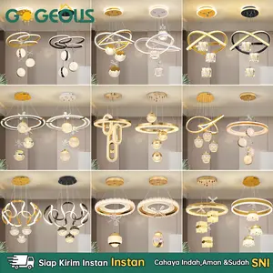 GOGEOUS Lampu Gantung Minimalis Kristal 3Warna Mewah Akrilik Putih Hitam untuk Ruang Tamu & Kamar Tidur Live2 SNI