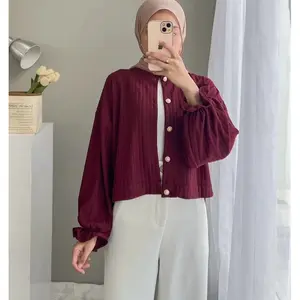 cardi vintage korea crop / ardigan hornet puffy knit buton kancing / outer cardi knit hornet / cardi lengan balon / atasan wanita  Kardigan  crop Tebal Kancing lengan Panjang