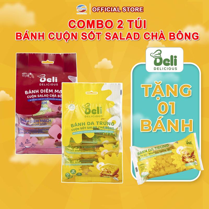 Combo 2 Túi Bánh Da Trứng Cuộn Sốt Salad Chà Bông Gà DELI - Bánh Ăn Sáng - Tặng 01 bánh 85g 1