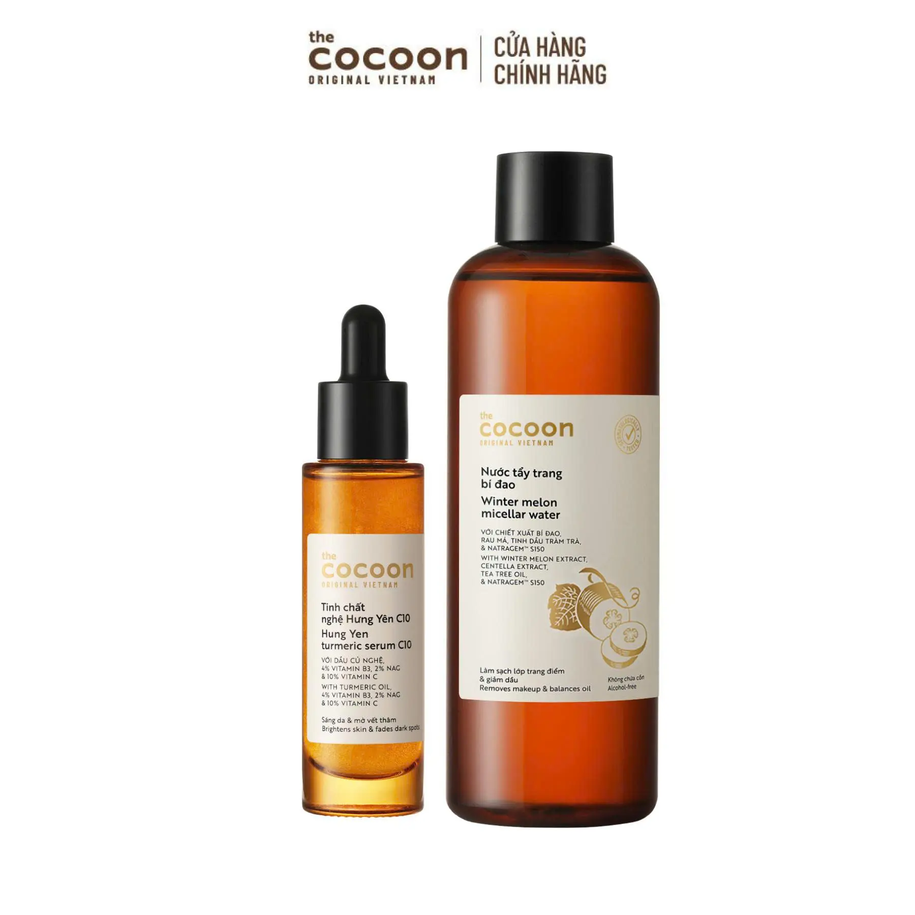 Ảnh đại diện COMBO 1 Tinh chất nghệ Hưng Yên C10 - 10% Vitamin C (serum) Cocoon sáng da chuyên sâu & mờ vết thâm 30ml + 1 Bigsize Nước tẩy trang bí đao 500ml