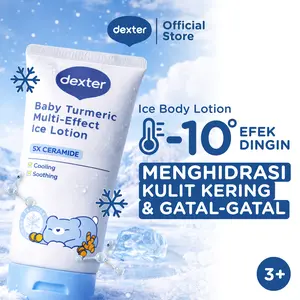 DEXTER Baby Turmeric Multi-Effect Ice Lotion 200 G | 5X Ceramide & Kunyit | Mencegah Biang Keringat Sejuk Dingin di Kulit Bayi Anak | Melembapkan Menghidrasi | Kulit Normal & Sensitif