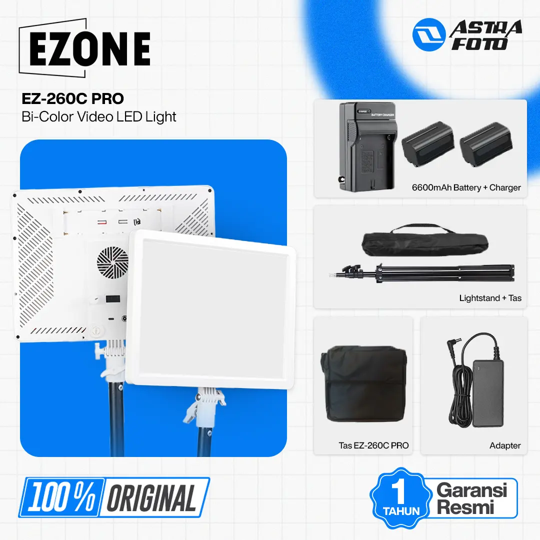 EZONE EZ-260C PRO Bi-Color Video LED Light Continues Lampu Studio Make Up MUA Live Beauty Mirip Godox P260C Pro