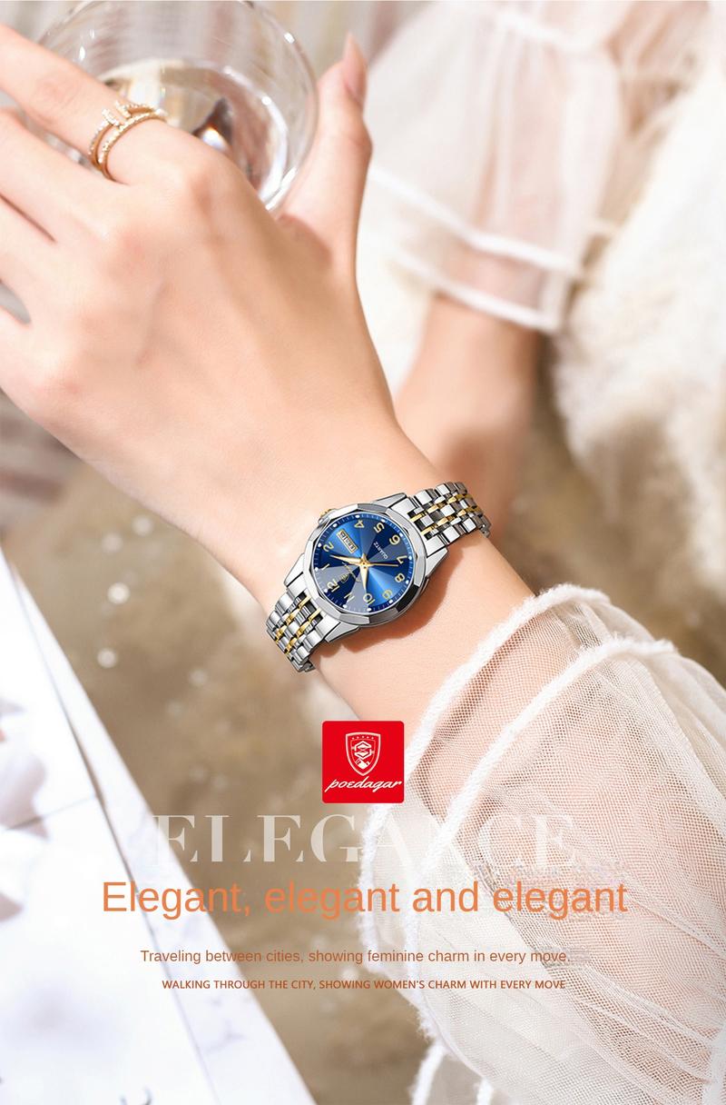 Product Introduction of Đồng Hồ Nữ, Thương Hiệu POEDAGAR Của Thụy Sĩ, Hàng Mới Về 2024, Chống Thấm Nước, Lịch Kép, Đồng Hồ Thời Trang, Đường Kính 31mm, Tặng Kèm Hộp Quà Tặng, Có Thể Điều Chỉnh 1