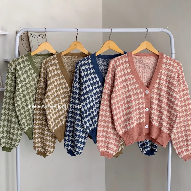 [COD] AURYN CARDIGAN - Outer Rajut Houndstooth Simple Daily Knitwear Wanita Kekinian by Sweaterknit.id 3