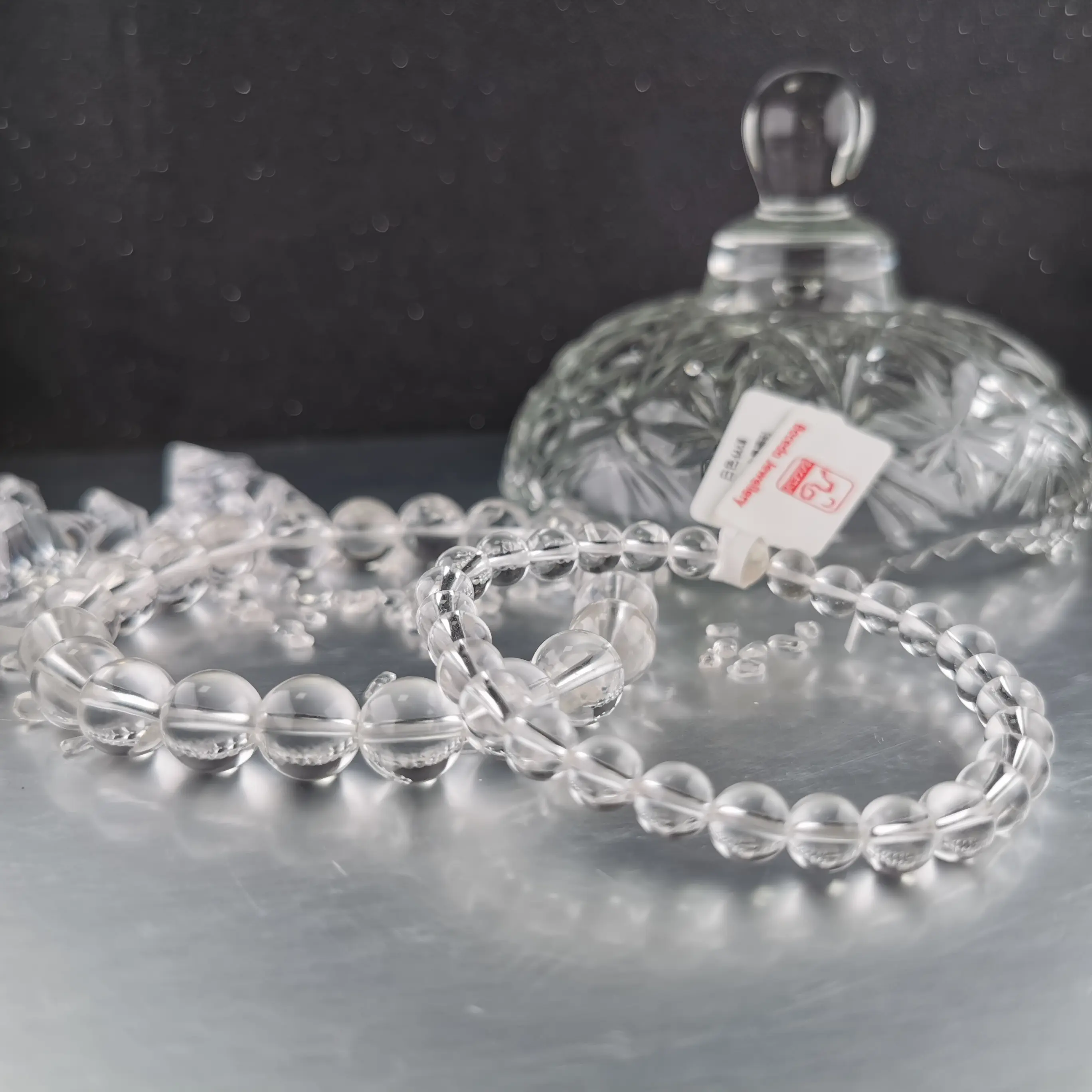 0829 Clear quartz buy one get one free Promotion  ±6mm & ±10mm Beaded Bracelet Set