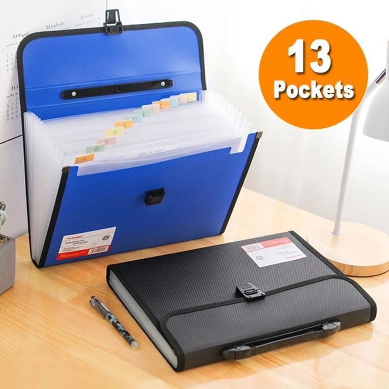 Tệp Mở Rộng, Kích Thước A4, Tài Liệu Accordion, Chất Liệu PP, Dung Lượng Lớn, Giá Đỡ Túi Đàn Organ, 13 Túi, Lưu Trữ Tài Liệu Giấy, Mới 0