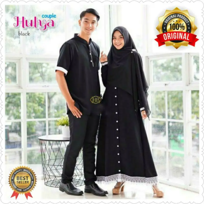Hulya Couple Jumbo Gamis Syar'i Gamis suami istri Gamis Jumbo Baju Cowok Cewek Pasangan Keluarga Polos