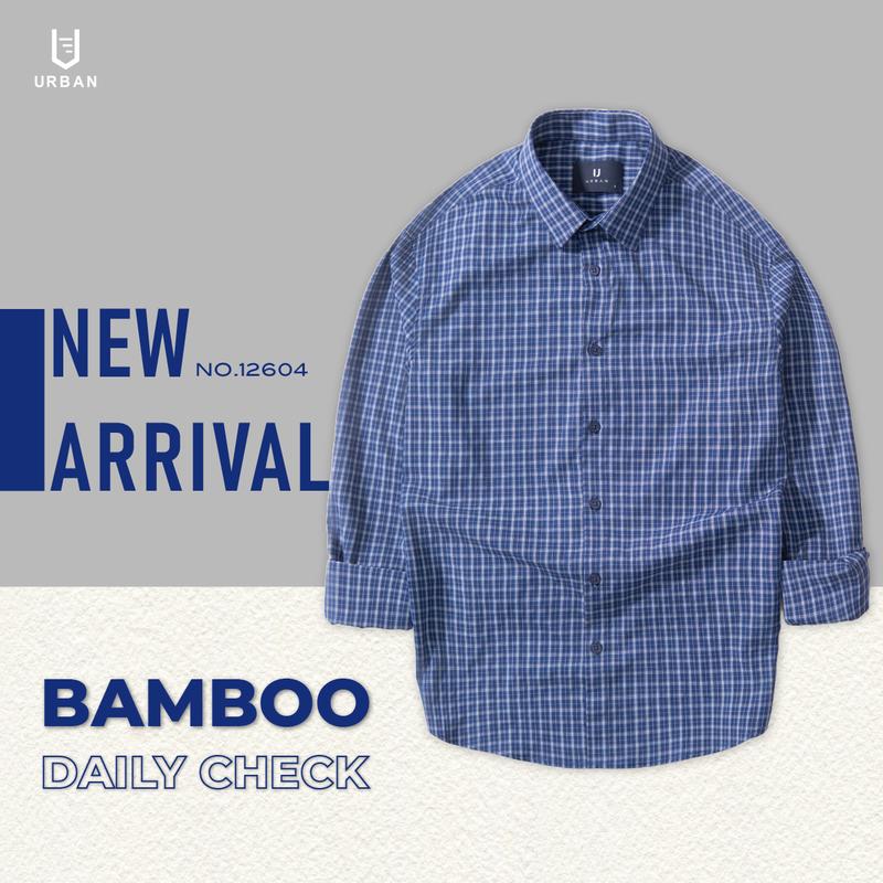 Áo Sơ Mi Nam dài tay URBAN Menswear họa tiết kẻ chất BAMBOO thấm hút tốt, nhanh khô, hạn chế chăn, phom Relaxed Fit basic  dễ mix match No.12604 dài tay
