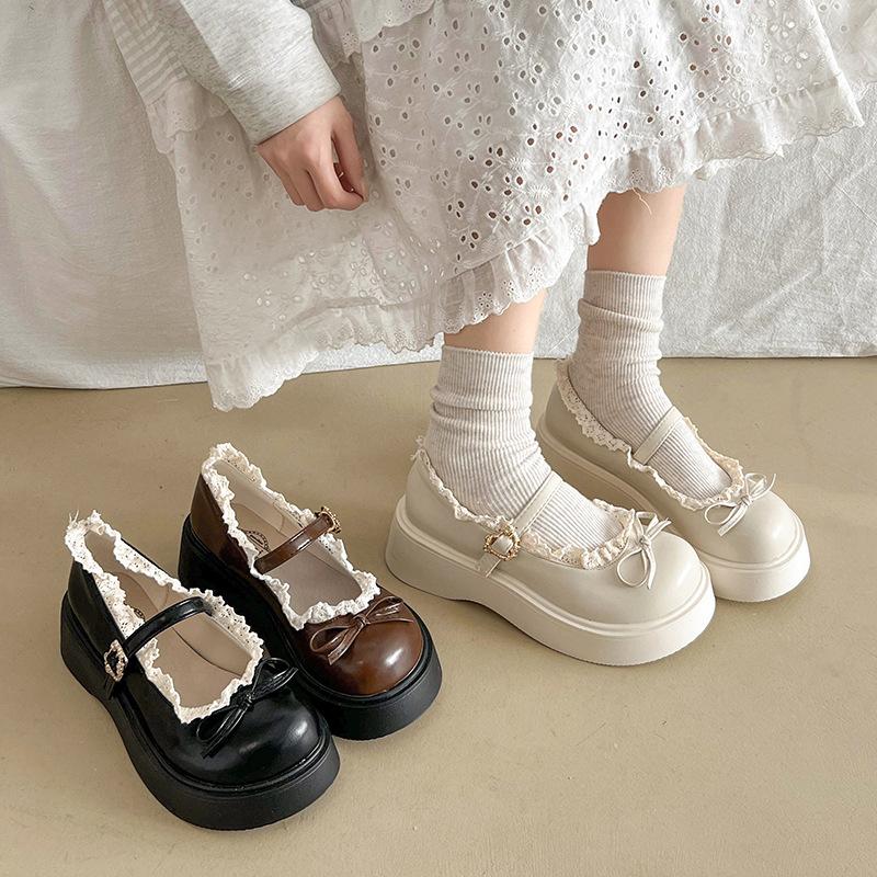 Giày Mary Jane Đế Dày Tăng Chiều Cao 5cm Cổ Nông Phối Nơ Xinh Xắn Phong Cách Lolita Dành Cho Nữ Mã H159 Thời Trang Mùa Thu Đông 2025