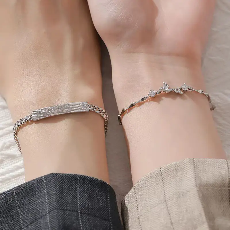 【 2PCS 】COD Gelang Pasangan Perak Sterling, motif pohon eukaliptus biru dan burung, hadiah cinta, memperingati janji, aksesori fesyen tahan air stainless steel, tahan lama, hadiah pasangan sehari-hari Rantai