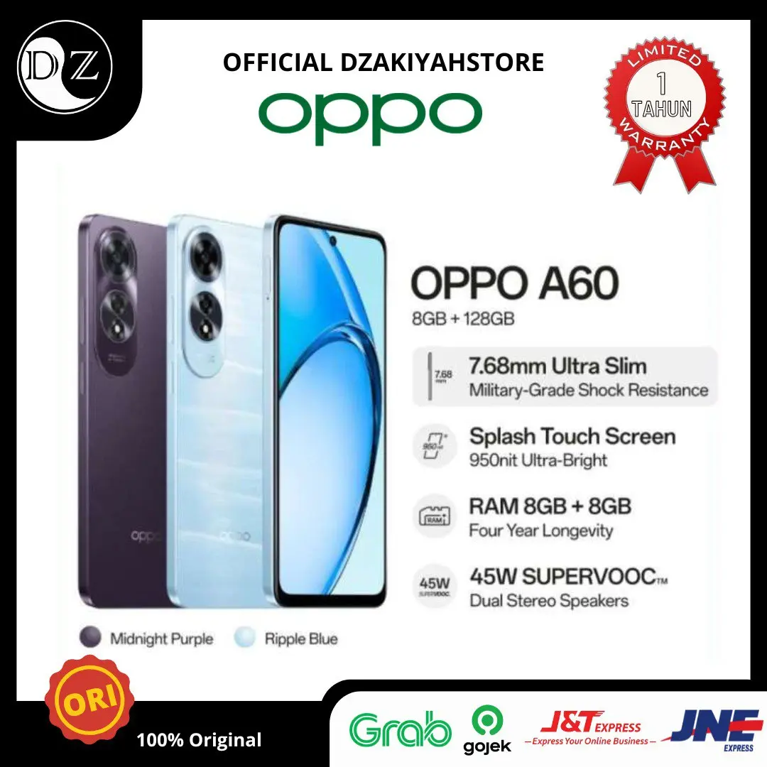 OPPO A60 8/128GB NEW GARANSI RESMI OPPO 1 TAHUN