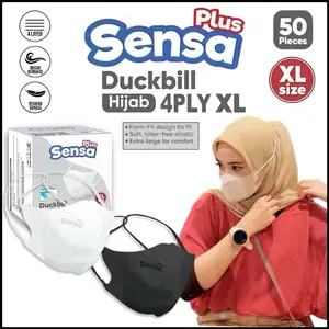 Masker Duckbill Sensa Plus Hijab XL 4ply 1 Box Isi 50pcs - KS