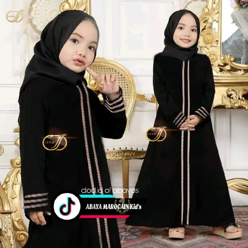 Abaya marocain gamis anak wanita terbaru Dress Muslim Syari Airflow Baju Panjang Lebaran Cewek 0