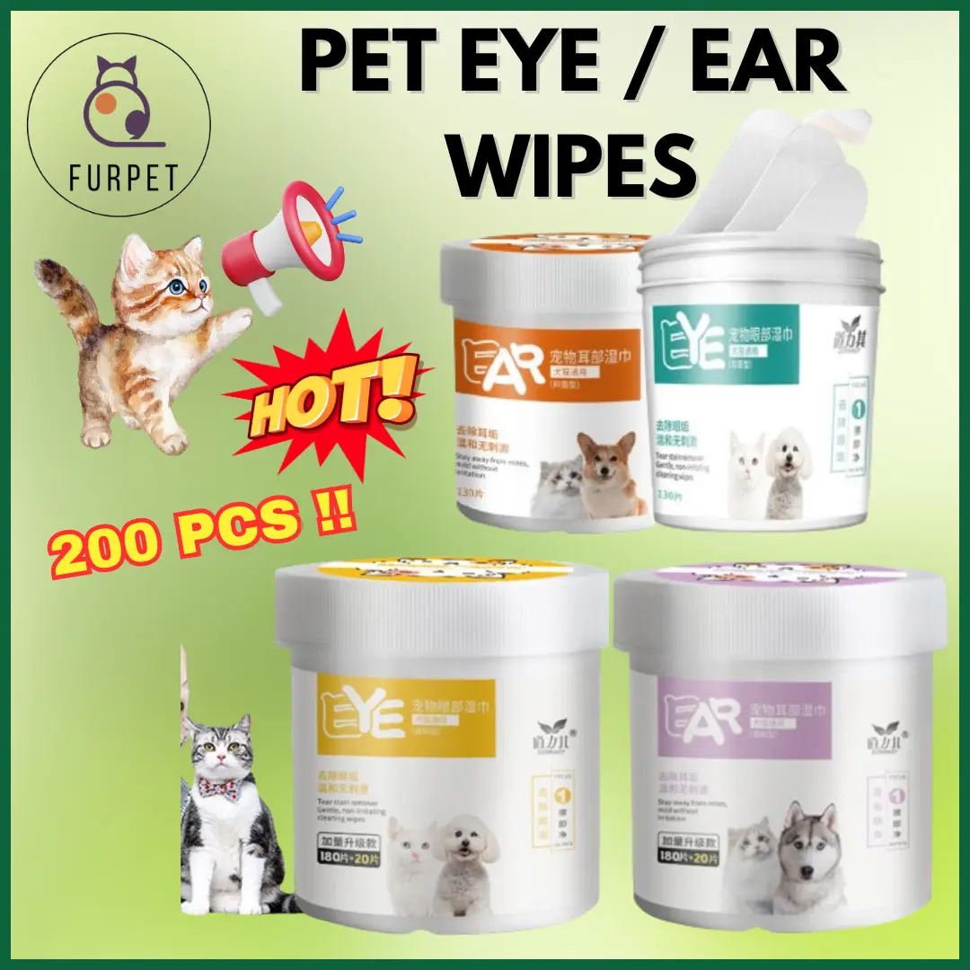 FURPET Pet Wet Wipes Pet Eye / Ear Wet Wipes Grooming Tear Stain Remover Cleaning Wet Tissue Tisu Haiwan Tisu Pembersih Mata dan Telinga Tisu Basah kucing barang kucing lengkap