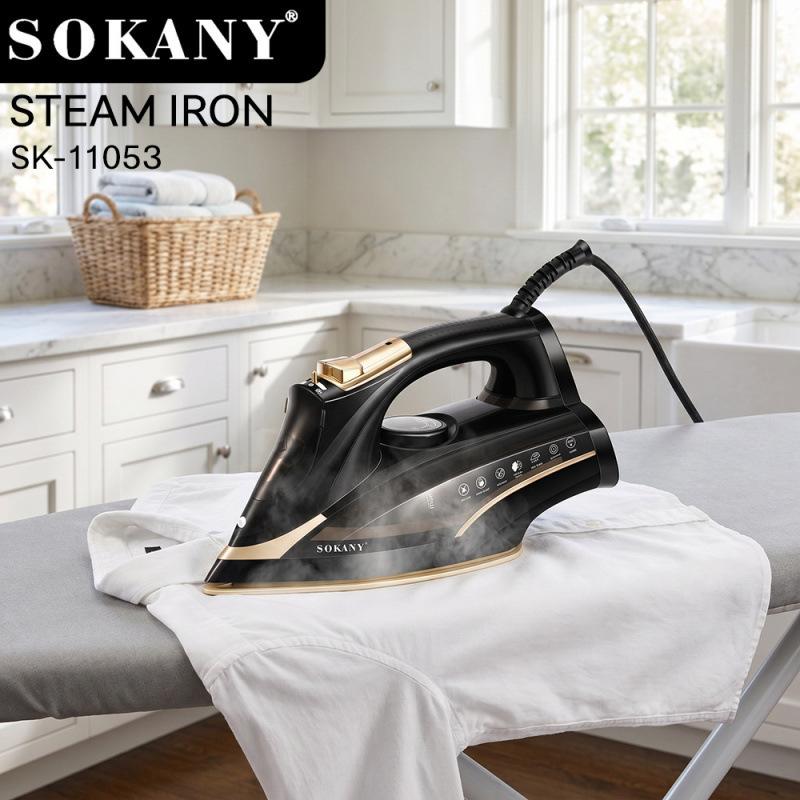 Bàn ủi điện Sokany dung tích 540 ml, bàn ủi hơi nước gia dụng công suất 2600 W, phun sương mạnh mẽ, chất liệu gốm sứ, mã SK 110