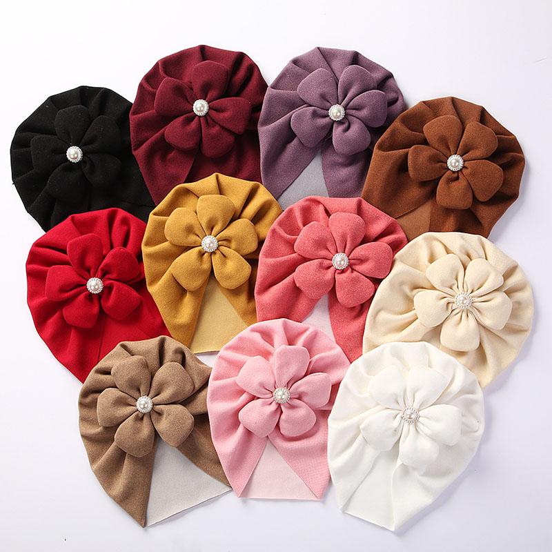  Mũ Turban Mềm Mại Và Ấm Áp Cho Bé Gái Mũ Có Nơ Dễ Thương Màu Trơn Phụ Kiện Cho Bé Mũ Cotton Cho Trẻ Em Mũ Len 