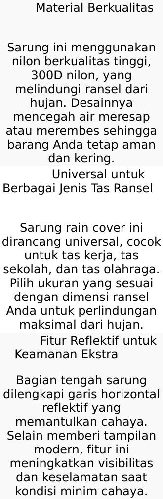 Dafas60 Rain Cover Tas Ransel Backpack Camping Hiking with Reflektor Dafas60 Rain Cover Tas Ransel Backpack Camping Hiking with Reflektor