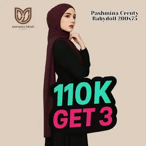 Nurama Hijab Pashmina Ceruty Babydoll 200 cm x 75 cm Jilbab Syar'i Flowy Lembut & Stretchy