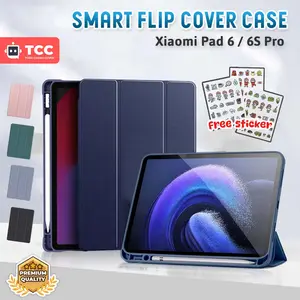 Aksesoris Case untuk Xiaomi Pad 6 / 6S Pro Flip Cover Trifold Sarung Stand Leather Pencil Holder Softcase