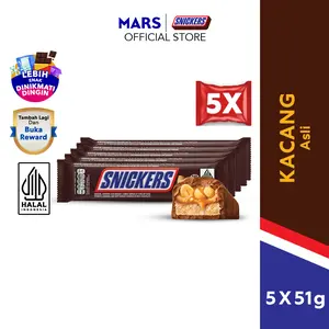 SNICKERS Peanut Original 51gr X5 - Cemilan - Coklat - Caramel