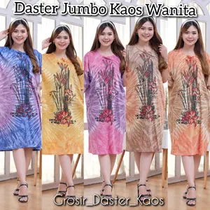 Grosir_Daster_Kaos  Daster Jumbo Kaos Baju Wanita Non Busui Santai Bunga Nyaman Tidur Pendek Motif  Tipis Dress Bumil