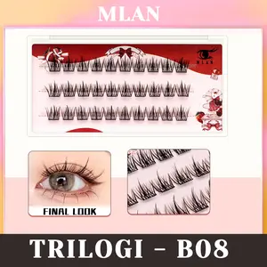 MLAN B08 Trilogi / Natural Lash Tanpa Lem BuluMata Palsu Serat Kapas Hitam Pekat C Curl 10–13mm [Dua Variasi Tersedia]