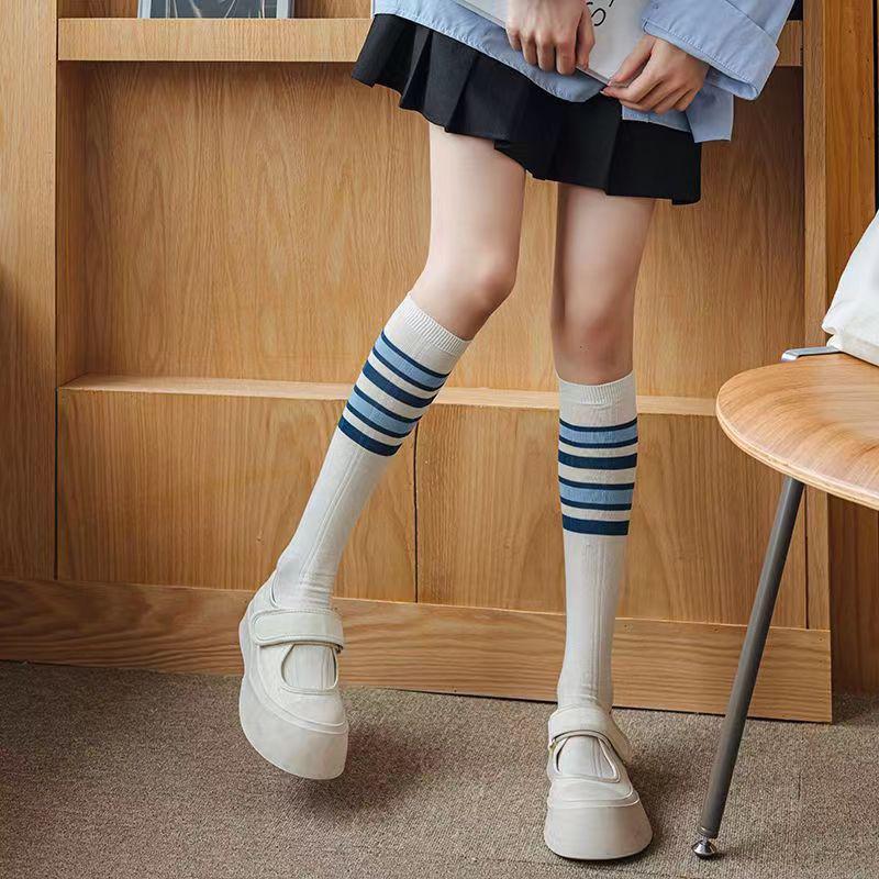 Product Introduction of Tất Cao Đến Đầu Gối Cho Nữ, Tất Dài Sọc Nhiều Màu Sắc, Mỏng, Cho Mùa Hè, Cho Nữ Sinh, Học Sinh, Tiệc Tùng, Trường Học, Thoải Mái Jean 30
