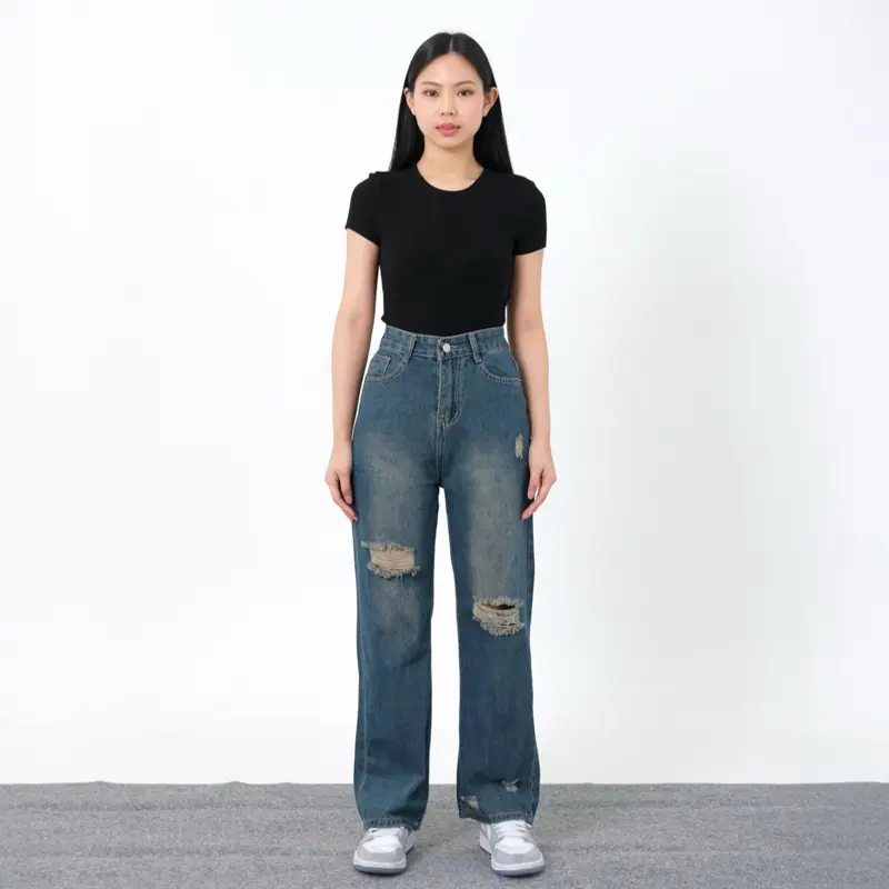 [LUXE.DLABEL] - 220 JEANS  | Celana Panjang Highwaist Wanita Jeans Jeans Wanita Polos Ripped Jeans Highwaist  Skinny Jeans Highwaist Baggy Wideleg Jeans Kulot jeans Boyfriend Jeans Kargo J 1