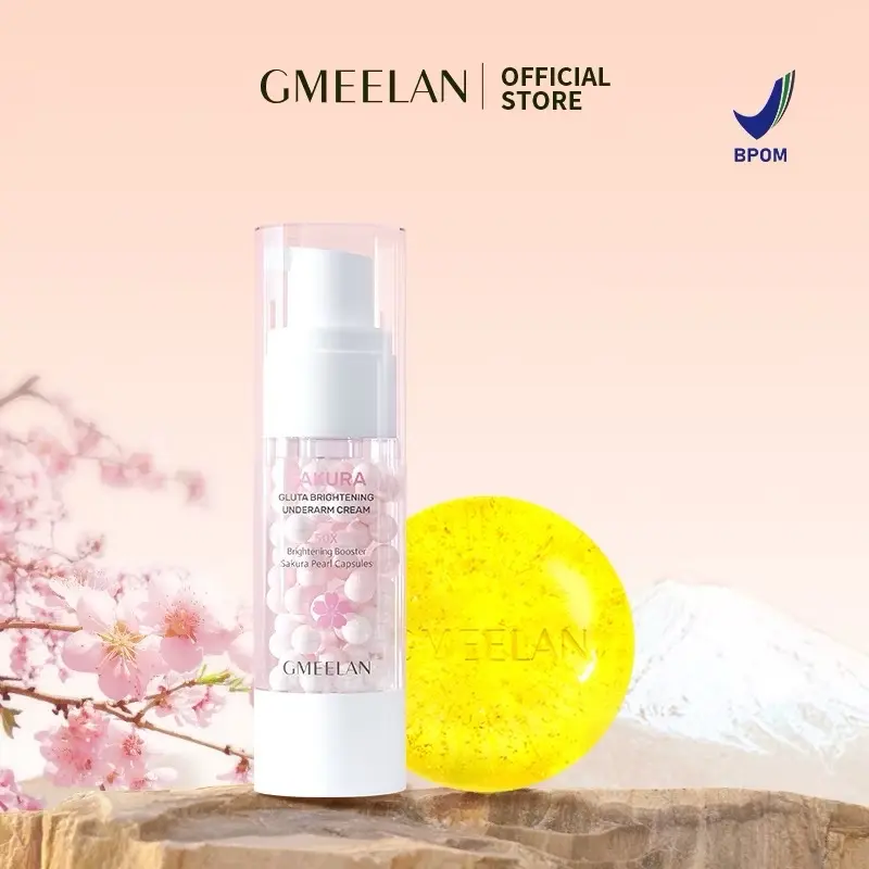 ￼GMEELAN 2PCS Kits Perawatan Kulit Tubuh Pemutih Ketiak 30g+Sabun Minyak Esensial Emas 100g Mandi
