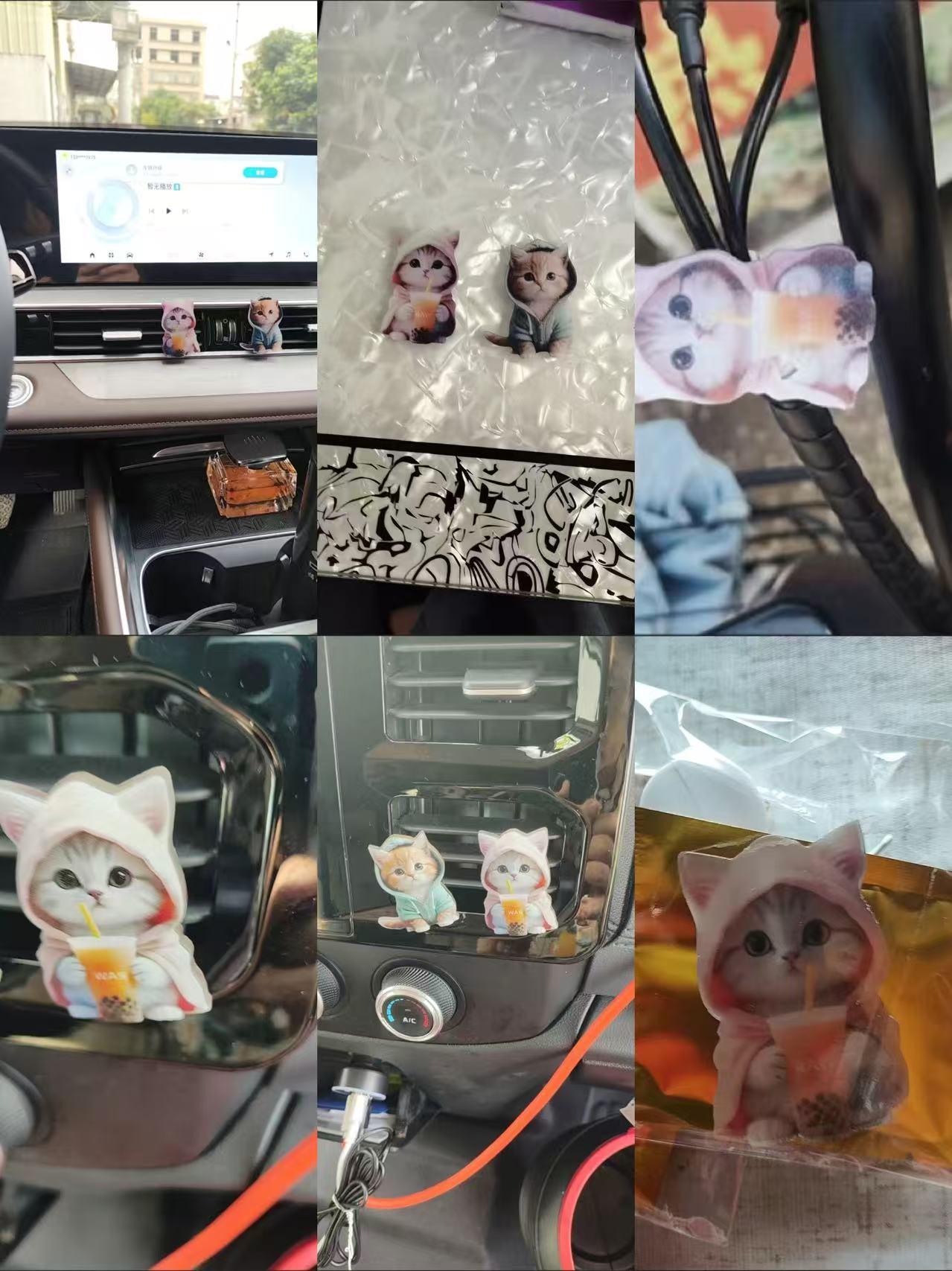 Dekorasi Mobil Kucing Lucu - Gantungan Vent AC Mobil, Penjepit Diffuser Aromaterapi, Pengharum Mobil dengan Aroma Pilihan