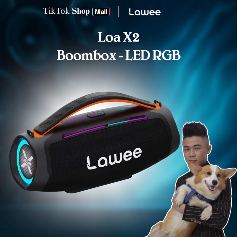 Loa Bluetooth LAWEE X2 LED RGB Bass Mạnh – Loa Di Động Cầm Tay Cho Picnic, Dã…
