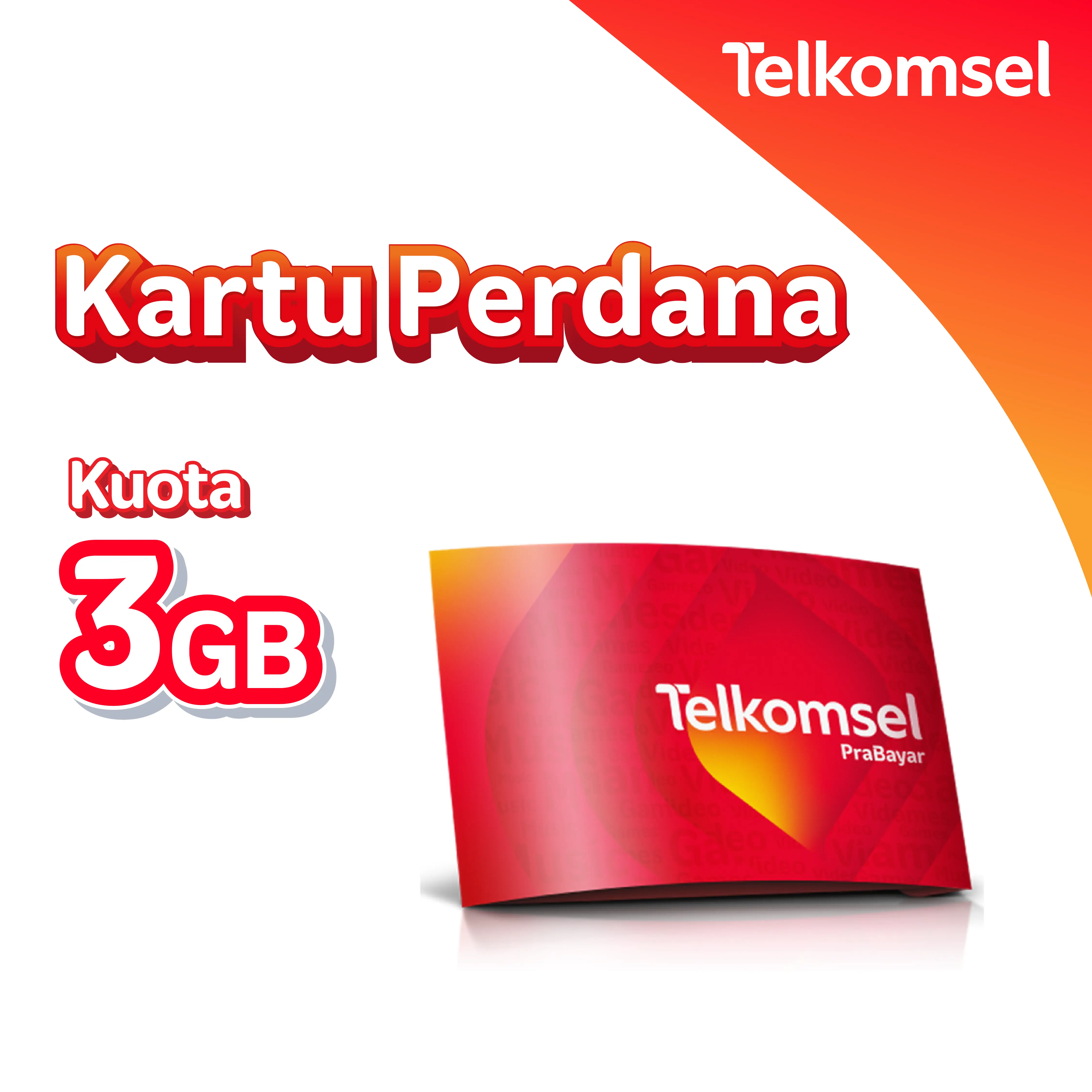 Kartu Perdana Telkomsel Prabayar - Kuota 3 GB / 30 Hari
